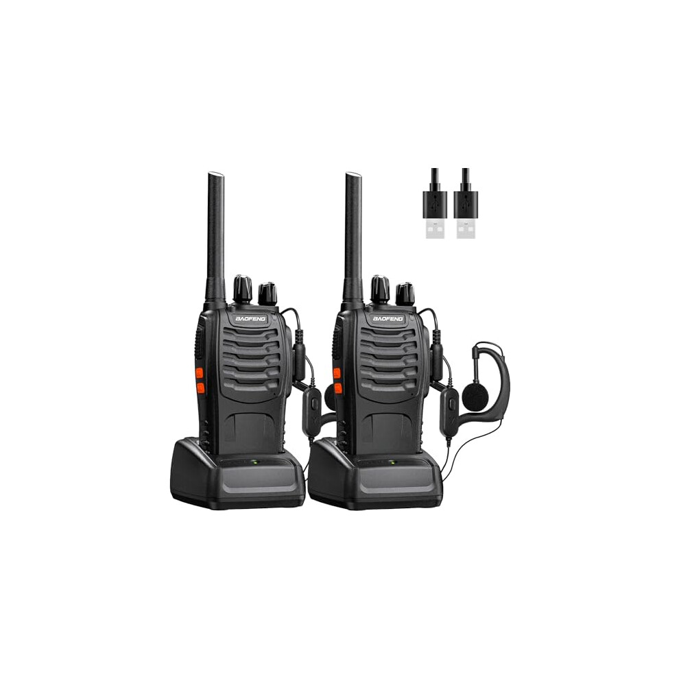 Walkie Talkies 2Pcs Two-Way Radios Set Rechargeable Long Range Interphone Portable Professional Intercoms 16 Channels Walky Talky For Adults,Earpieces 782940258153