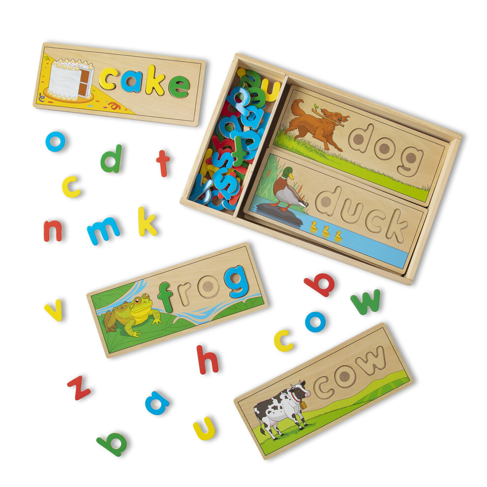 Melissa & Doug See & Spell, Spelling Game, Wooden Alphabet Letters And Words, Word Flash Cards, Learning Toy, Motor Skills, Problem Solving, Spelling For 4-6 Year
