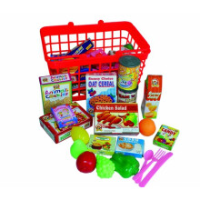 | Grocery Basket Playset Toy | 25cm plastic grocery basket with over 40 assorted accessories including boxes, plastic foods and cutlery | Roleplay