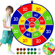 Kids Double Sided Dart Board with 12 Sticky Ball Toys, Indoor Outdoor Games And Birthday Party, Suitable For 3 4 5 6 7 8 9 10 11 12 Year Old Boys And