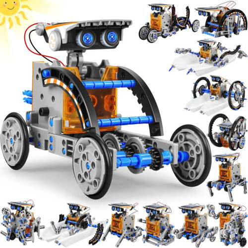 STEM 13-in-1 Solar Power Robots Creation Toy, Educational Experiment DIY Robotics Kit, Science Toy Solar Powered Building Robotic Set Age 8-12 for