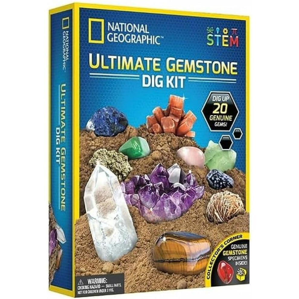 Ultimate Gemstone Dig Kit - Fascinating Gem Excavation Kits for Kids with 20 Authentic Gemstones and Crystals | STEM Educational Science Kits Gifts