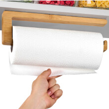 Kitchen Roll Holder without Drilling Made of FSC Bamboo Wood - Saves Space in the Kitchen - Holds Bomb Resistant - Quick Assembly
