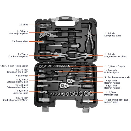 Amazon Household Tool Set, 65 Piece, Black 1