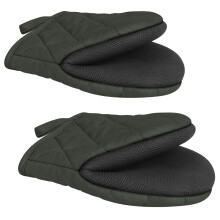 1 Pair Short Oven Mitts - Silicone Kitchen Oven Gloves High Heat Resistant 500, Mini Oven Mits with Non-Slip Grip Surfaces and Hanging Loop for BBQ