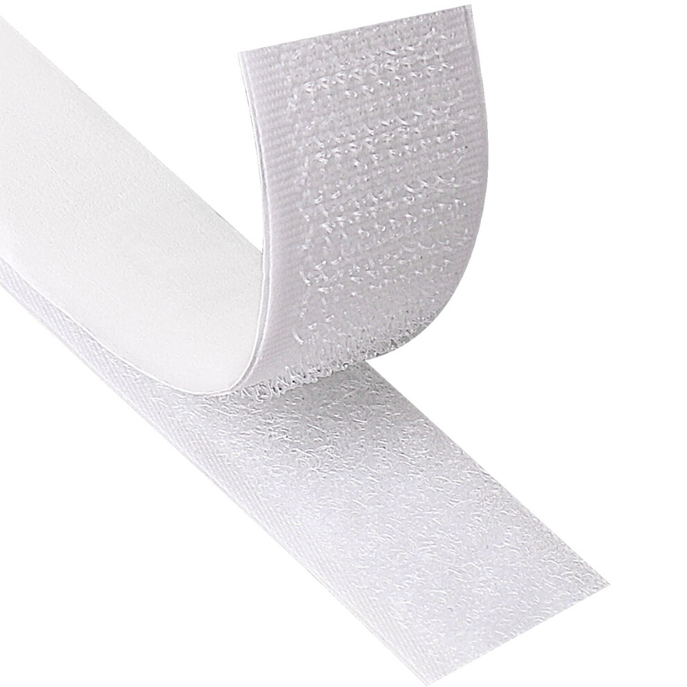 Hook and Loop Strip Tape 8 Meter Self Adhesive Sticky Back Fastening Tape 20mm Wide (20mm x 8m, White)