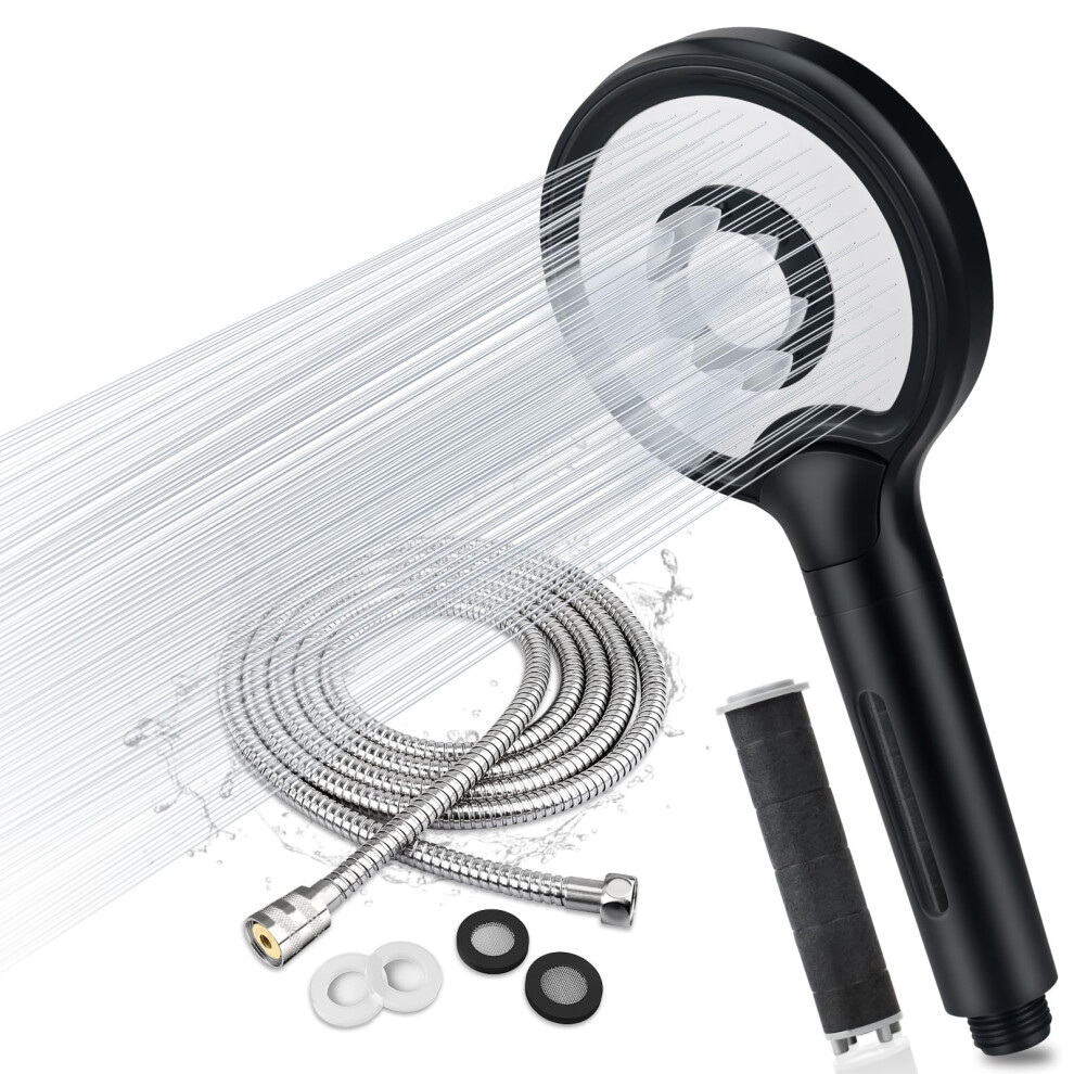 Shower Head and Hose 2M - Universal Handheld Hard Water Filter Shower Head - High Pressure Shower Heads with 3 Modes - Water Saving Powerful Flow