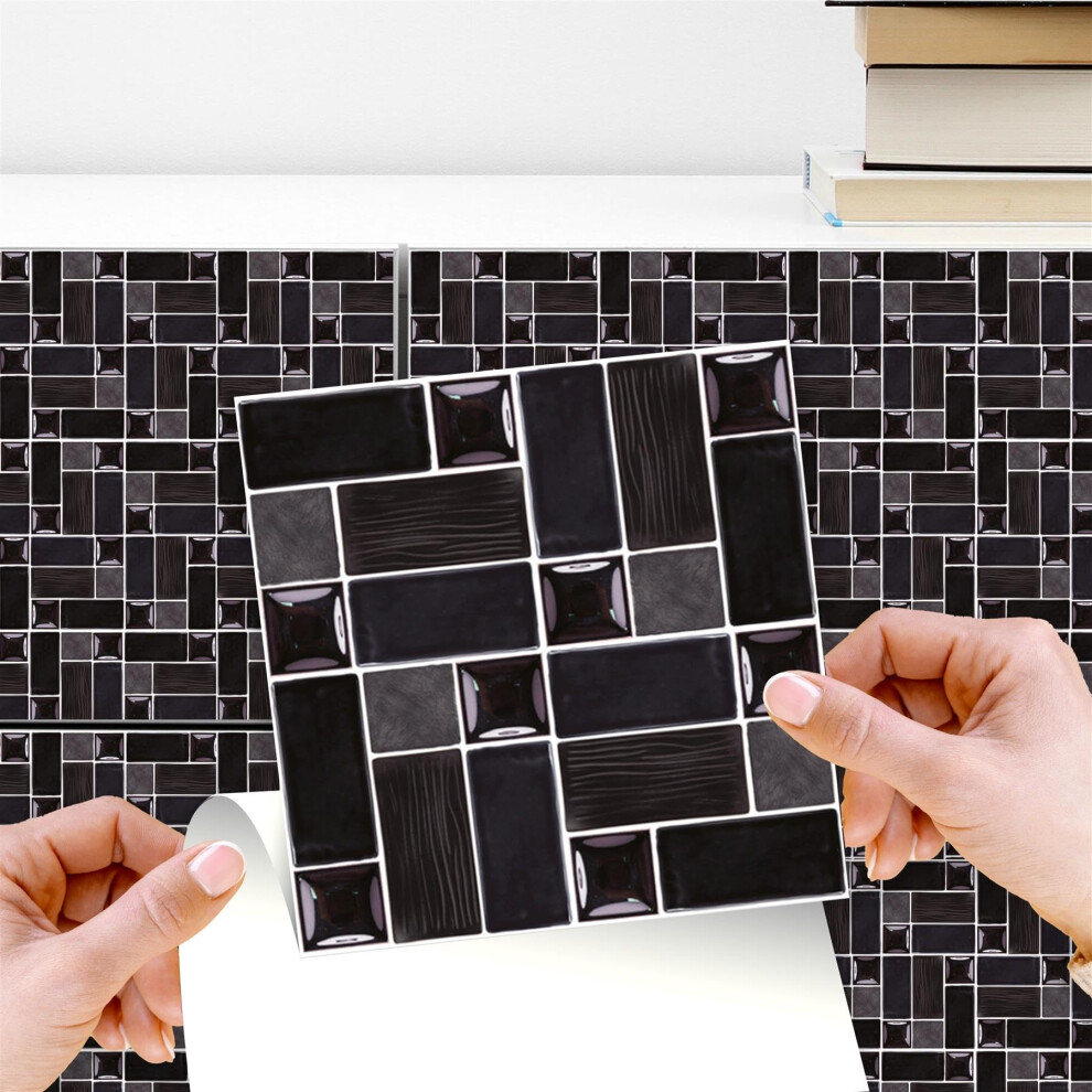 24 Pcs 15cm(6") Tile Stickers Peel and Stick Backsplash Self-Adhesive Removeable Stick on Wall Vinyl Home Decoration DIY for Living Kitchen Bedroom