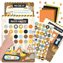 Construction Potty Training Chart | 100+ Glitter Stickers | 320+ Printed Stickers | Achievement Certificate | Potty Chart for Boys and Girls…