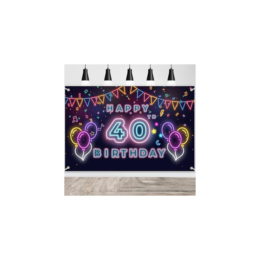 40th Happy Birthday Backdrop Banner, Birthday Party Decorations Graffiti Style Wall Photography Background - Cheers to 40 Years Banner, Birthday Party