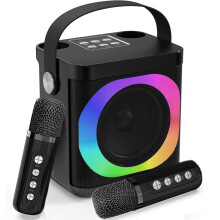 Karaoke Machine,Portable Karaoke Machine with wireless microphones for Adults and Kids,Bluetooth Karaoke Speaker with PA System,LED Lights,Support