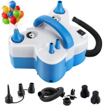 Balloon Pump,Electric Balloon Pump with 5 Nozzles,600W Protable Air Pump Inflate Or Deflate Air Mattresses/Paddling Pools/Swimming Ring etc (Blue)