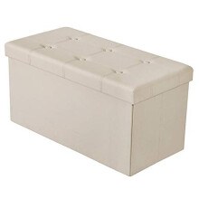 Faux Leather Ottoman Storage Box Storage Ottoman, Toy Storage and Ottoman Bench with Cover - 76 x 38 x 38 cm (Beige)