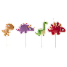 - Set of 3D Dino Birthday Candles for Children's Cakes - Dinosaur Birthday Candles Children - Pack of 4