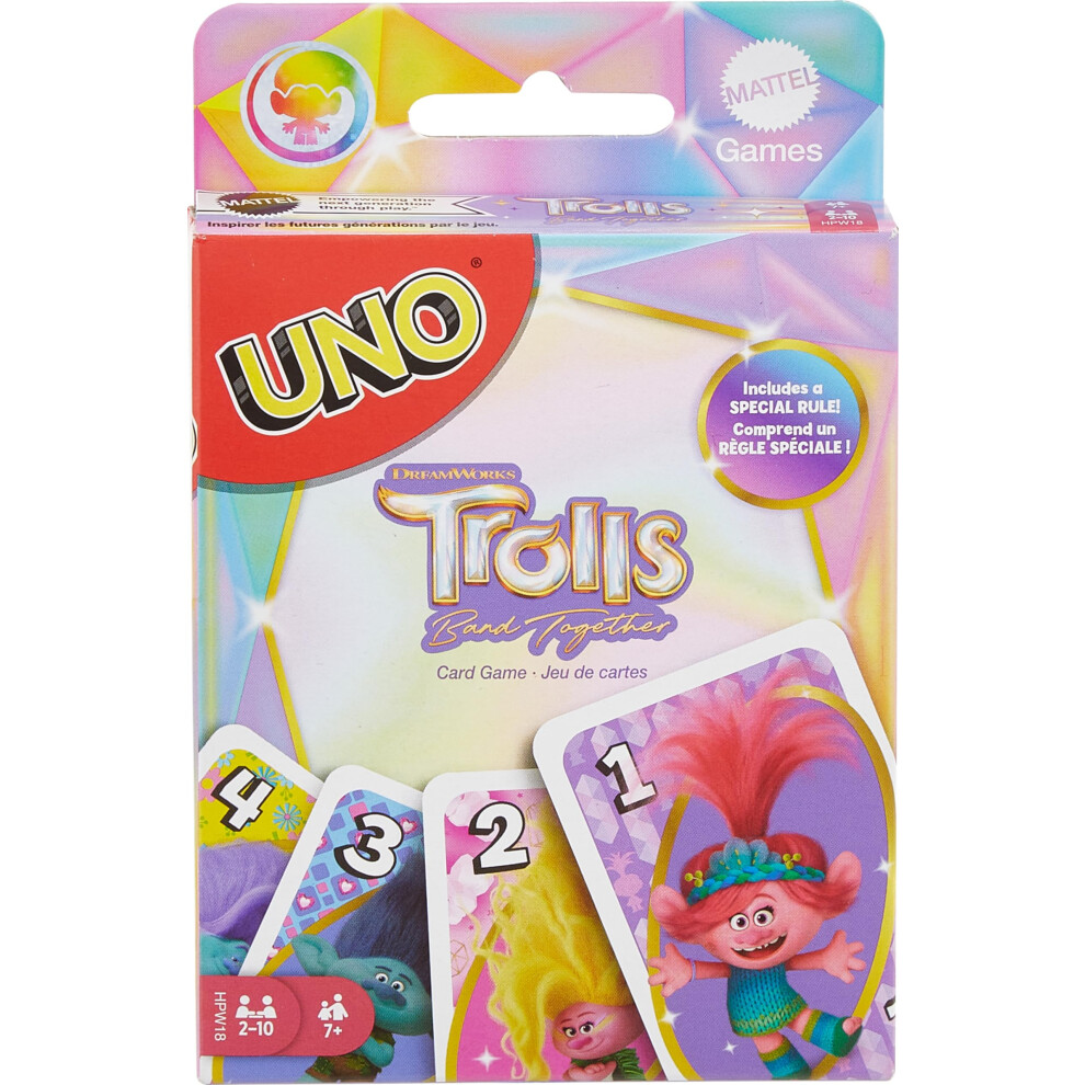 UNO Trolls 3: Band Together Card Game for Kids, Adults & Game Night Featuring Trolls Characters & Special Rule