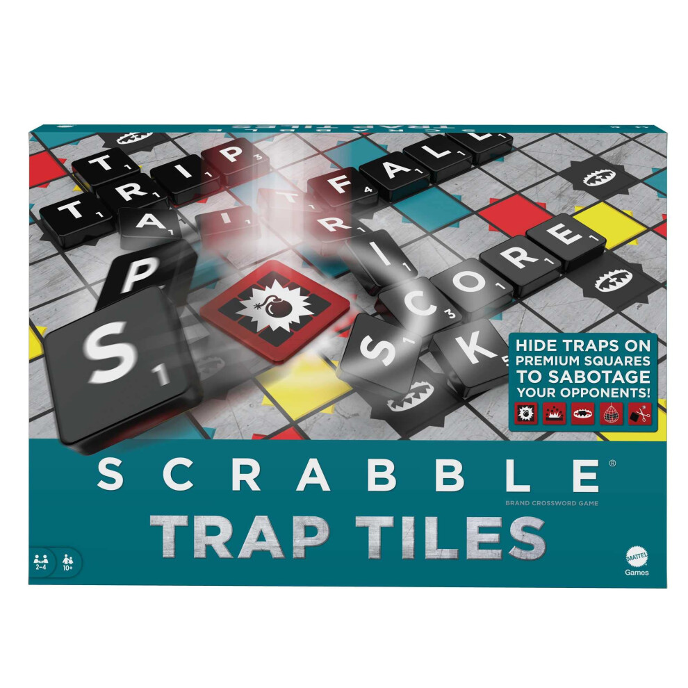 HLM17 Scrabble Traps Danger (German Version), Crossword Board Game, Family Game for Adults and Children from 10 Years