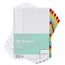 [5 Pack] A4 File Dividers A-Z Tabs | A4 Alphabetical Subject Dividers A-Z with Multipunched Reinforced Colour Tabs 150gsm
