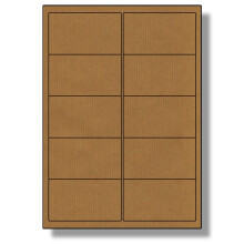 Label Planet 10 Per Sheet, 5 Sheets (50 Brown Kraft Labels). Brown, Ribbed, Craft Paper Labels. 99.1 x 57mm, LP10/99 BRK.