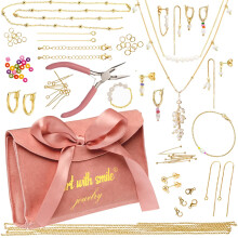 Art with smile JK-01 Jewelry Making Kit for Adults & Teens - 14K Gold & Silver-Plated Beads, Chains, Tools for Bracelets, Necklaces & Earrings