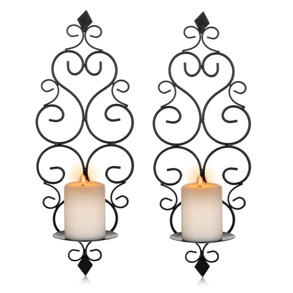 Iron Wall Candle Sconce Holder Set of 2 Hanging Wall Mounted Pillar Candle Sconces Holder, Wall Sconces Decor for Bedroom Dining Room Living Room