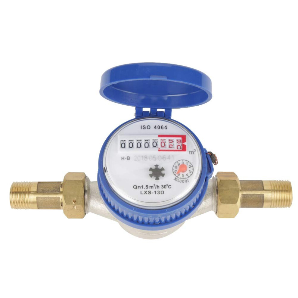 Cold Water Meter, 15Mm 1/2 Inch Abs Plastic Water Flow Measuring Meter, With Brass Fittings, For Garden Home Usage 4372873365897