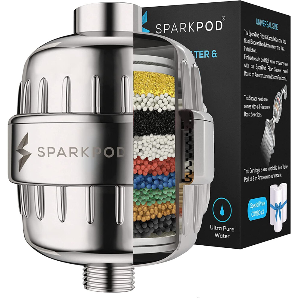 Shower Filter Capsule - Enhances Skin And Hair Health - Bathroom Shower Filter Reduces Eczema And Dandruff - Filters Chlorine - Heavy Metals And 781584235506
