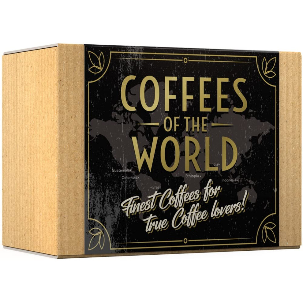 Gourmet Coffee Gift Set - COFFEES OF THE WORLD | Ground Coffee 600g (6 x 100g) - 6 Finest Single Origin | Hamper Style Gift Idea for Him & Her | Enjoy