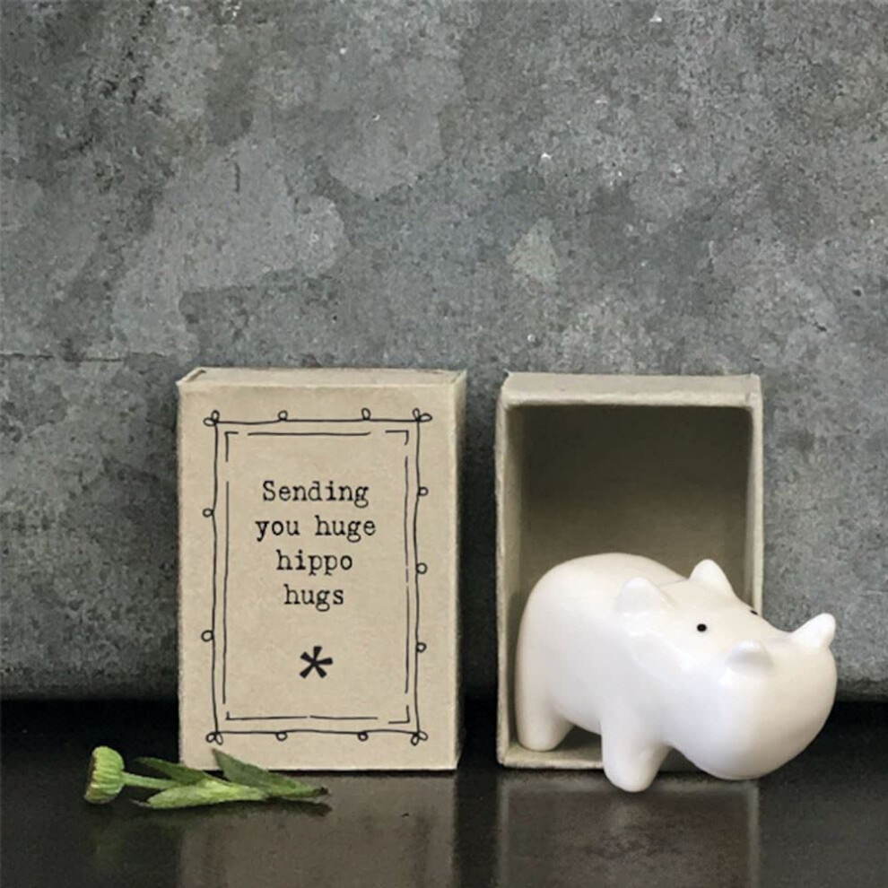 Porcelain MINI Matchbox Hippo Sentimental Hugs Ornament Gift | Sending you huge hippo hugs