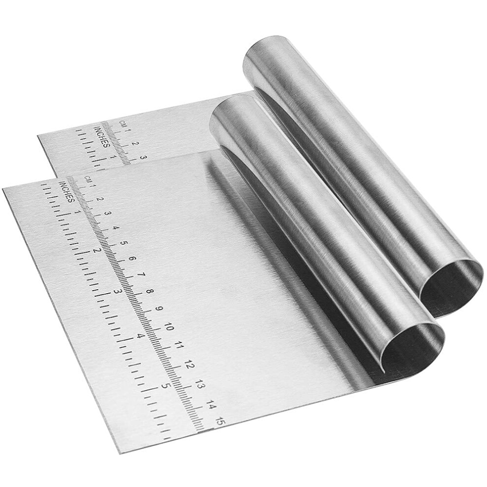 2 Pieces Dough Scraper, Stainless Steel Dough Cutter With Handle And Measuring Scale, Bench Scraper For Baking Cake Dough, Ideal For Professionals And 635638976795