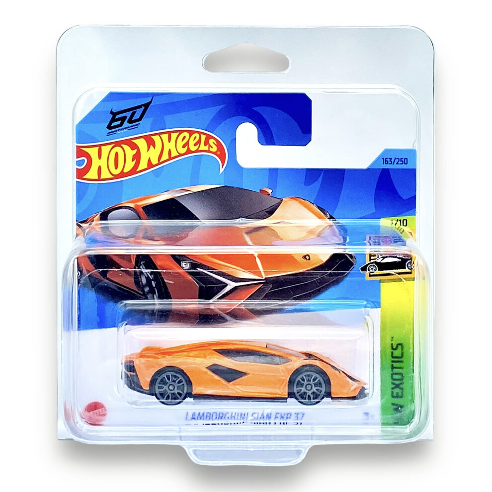 Hot Wheels Lamborghini Sián Fkp 37 (Orange) 1/10 Hw Exotics - 2023-163/250(Short Card) - Comes In A Klas Car Keeper Protective Collectors Case - Hkh93