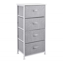 Fabric 4-Drawer Storage Organiser Unit with Durable Steel Frame and Removable Drawers, White