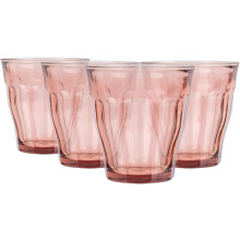 Picardie Glass Tumbler Set - 250ml - 4pc - Rose - Glass Water Wine Whisky Gin Juice Cocktail Drinking Glassware Cup Set