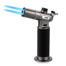 Kitchen Blow Torch 1300C Dual Flame Adjustable Refillable Butane Chef Tool Cooking Blowtorch Lighter Mini Adjustable Flame with Lock BBQ Baking
