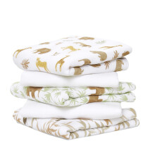 Musy Squares - tanzania, Pack of 5 | Large 100% Cotton Muslin Cloth | Soft & Lightweight Unisex Baby Essentials | Cloths for Newborn Girls & Boys |