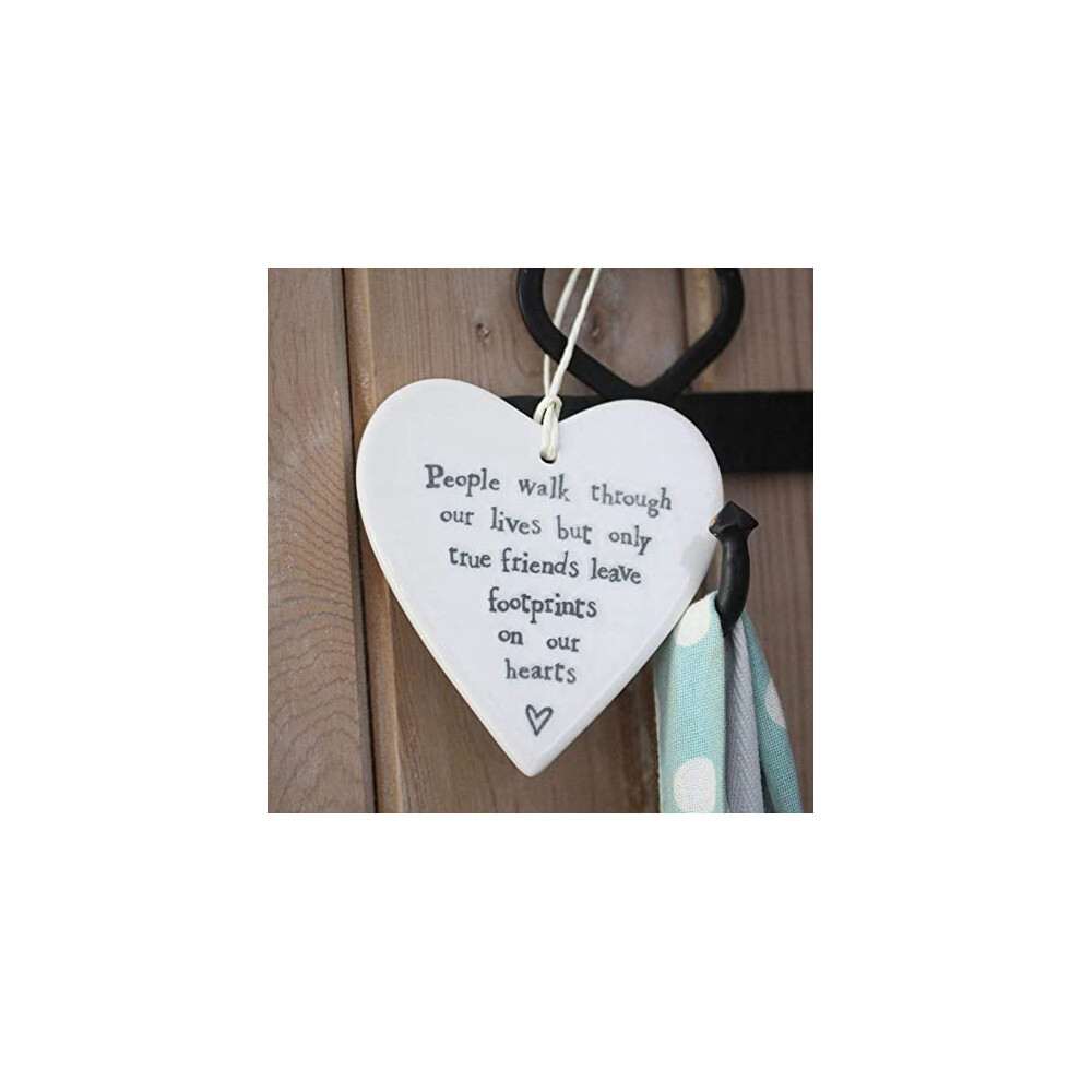 East Of India Porcelain Friendship Hanging Heart - People Walk