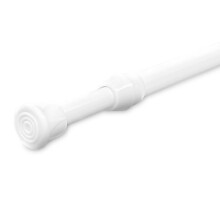 WSS - White Extendable Telescopic Voile Tension Shower Curtain Holder Curtain Rail Loaded Pole Rod Bath Window (30cm-50cm)