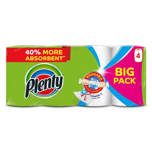Plenty White Kitchen Roll, 4 rolls (Pack of 1) 1