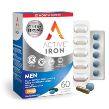 Active Iron Men | 30 Iron Capsules & 30 Multivitamin Tablets | Iron Supplement with Zinc, Vitamin C, D and High Dose B Vitamins | 1-Month Supply