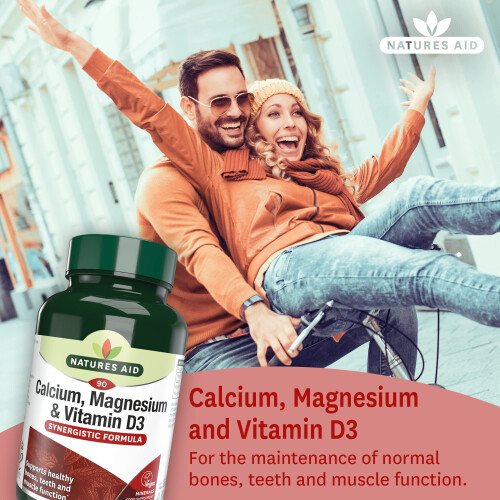 Natures Aid Calcium Magnesium and D3, Helps Maintain Normal Bones, Teeth and Muscle Function, Vegan, 90 Tablets 1