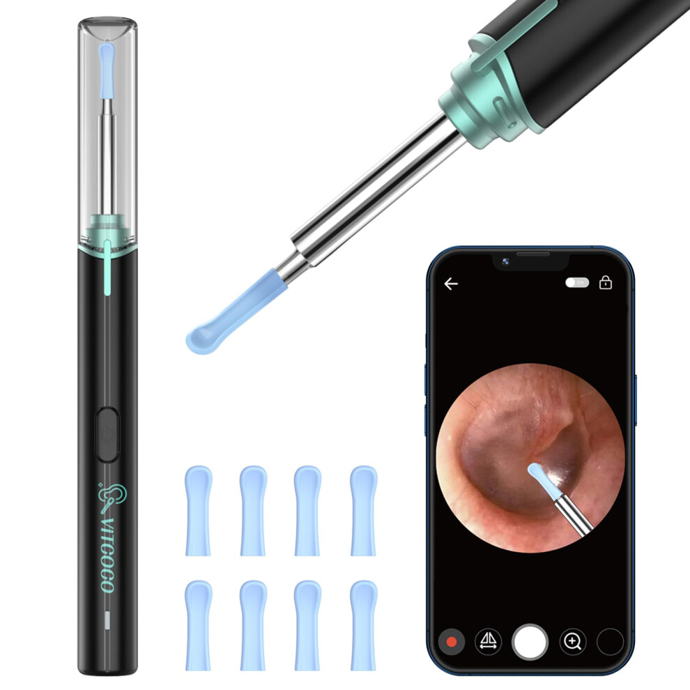 Vitcoco Ear Wax Removal Kit Ear Camera 1920P Fhd Wireless Ear Cleaner Ear Wax Remover With 8 Pcs Ear Spoon, 3.9Mm Waterproof Ear Otoscope Endoscope For Iphone