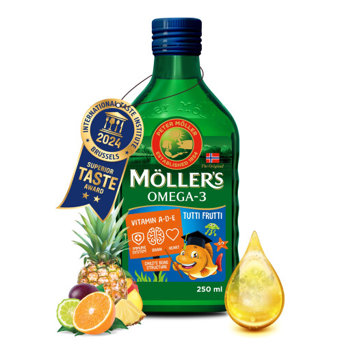 Moller's  | Omega 3 for kids Cod Liver Oil | Nordic Omega-3 Dietary Supplements with EPA, DHA, Vitamin A, D & E | Pure, Natural cod Liver Oil