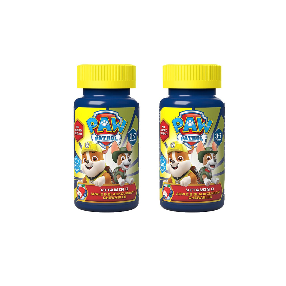 Vitamin D, 60Apple & Blackcurrant Chewables,Vegan,No Added Sugar, for 3-7 Year olds Duo Pack