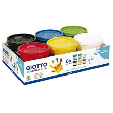 Dita Super Washable Finger Paint, 6 x 200ml Pots, Primary Colours, Ideal for Children, Parties and Schools