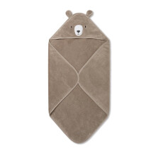 Baby Boys and Girls Hooded Bear Bath Towel in Taupe - 100% Organic Cotton Unisex Infant Soft Blanket - Absorbent and Long Lasting - 100 x 88 cm