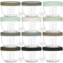 18 Pack 180ML Baby Food Storage, Re-usable Baby Food Containers with Lids and Labels, 9 Urban Colors
