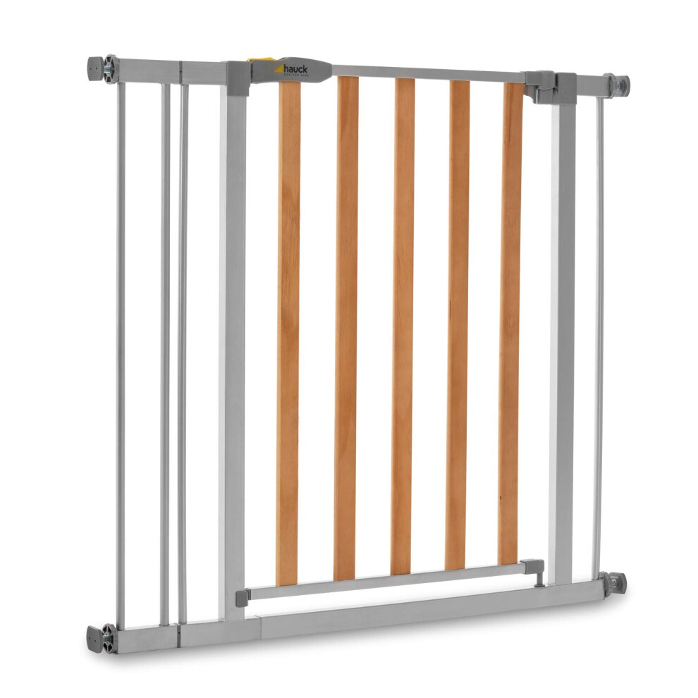 Door gate/stair guard for children Wood Lock 2 Safety Gate incl. 9 cm extension/no drilling/84 - 89 cm wide/expandable/metal wood grille/grey