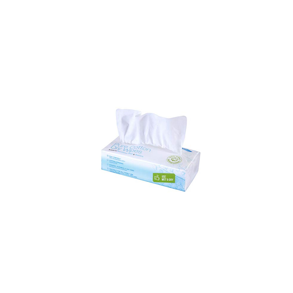 Pure Cotton Dry Wipes, 100 Wipes, Biodegradable, Chemical-Free And Plastic-Free Wipes, Perfect For Newborn Sensitive Skin Ivyone