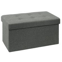 Folding Linen Storage Boxes Footstool Ottoman, Foot Rest Stool, Foldable Seat Bench Footrest - Dark Gray, 76 x 38 x 38 cm