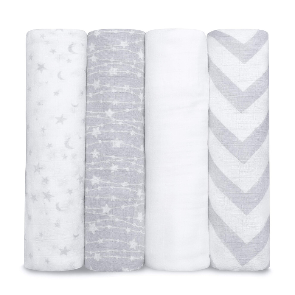 Muslin Baby Blanket For Newborn, Baby Swaddle Blanket, Neutral Receiving Blanket For Boys And Girls (Grey) Grey Comfy Cubs
