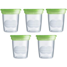 Set of 5 Milk and Food Containers, Resitent and Sterilizable, Plastic Bpa and BPS Free